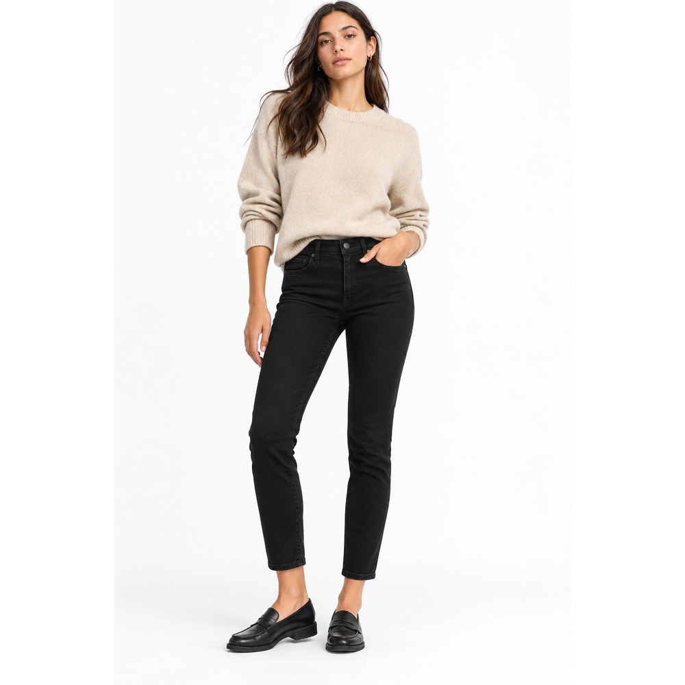 Everlane Womens High Rise Skinny Ankle Jeans Black Denim Size 26